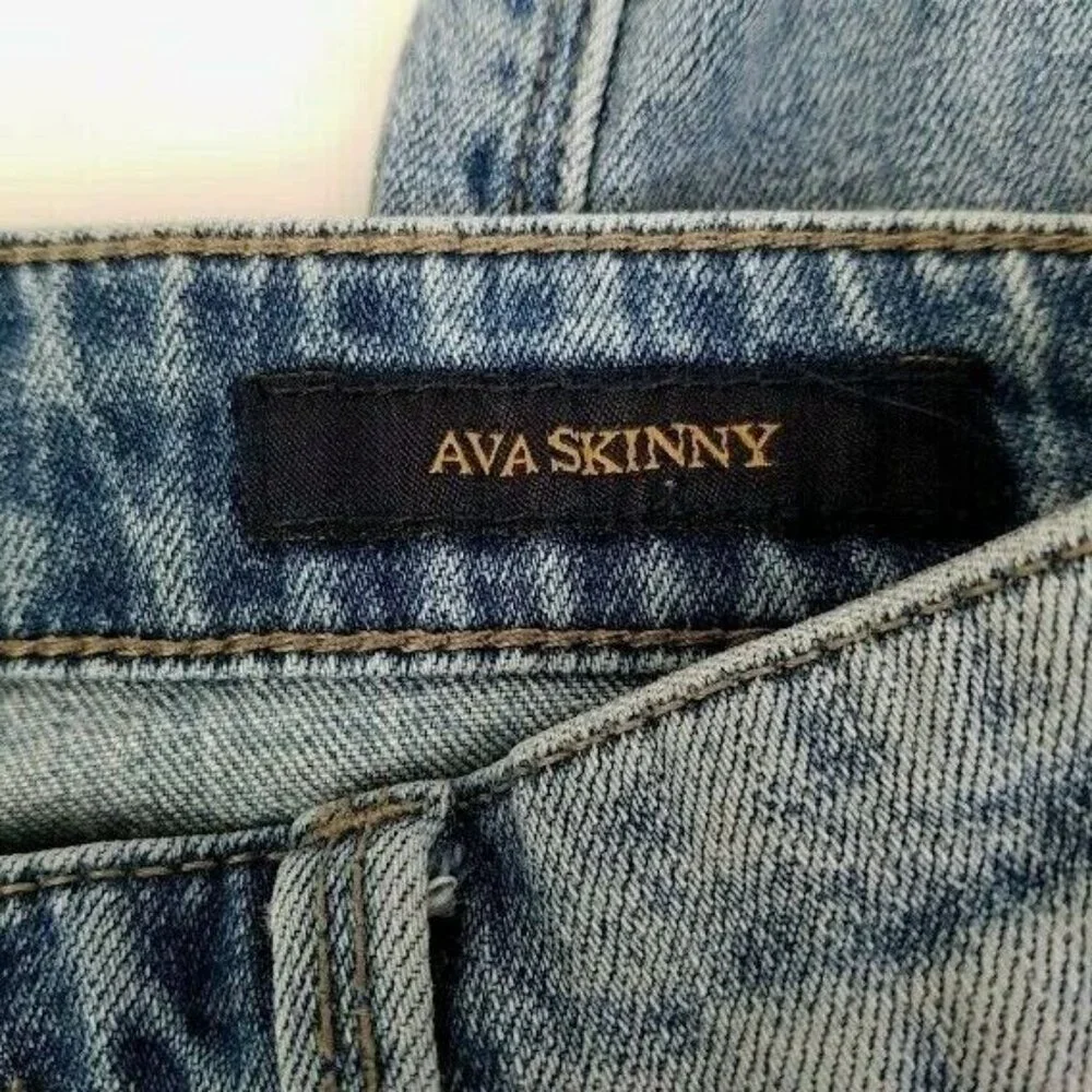 Lucky Brand‎ Womens Ava Skinny Blue Jeans Size 00 / 24 Distressed Black Pocket
